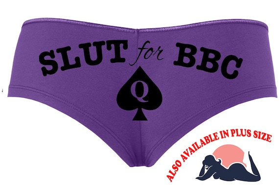 SLUT FOR BBC Queen of Spades lovers owned slave boy short Purple panty Panties sexy funny rude slutty collar collared hotwife hot wife