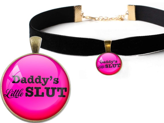 Cute Pink black DADDYS LITTLE SLUT owned by daddy sexy choker necklace for princess baby girl collar necklace ddlg cglg bdsm flirty hotwife