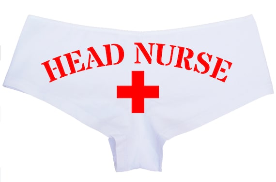 HEAD NURSE WHITE Boyshort panties funny oral sex joke sexy nurse boy short underwear dress up or cosplay for daddy and baby girl ddlg cglg