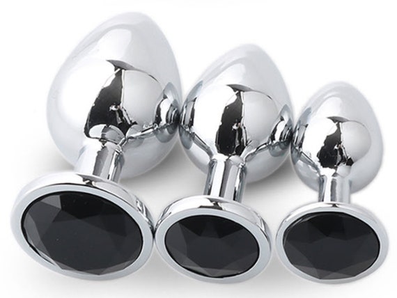 Jet BLACK Round Acrylic Crystal Butt plug 3 sizes anal toy sex jewel ass dildo cglg hotwife hot wife vixen slut bbc queen spades Princess