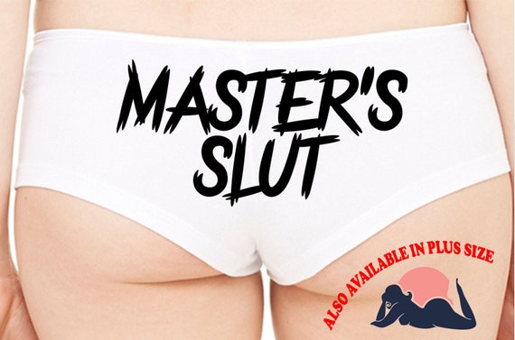 MASTER'S SLUT owned master slave boy short white Panties boyshort sexy funny rude collar collared neko pet play Kitten daddy BDSM ddlg