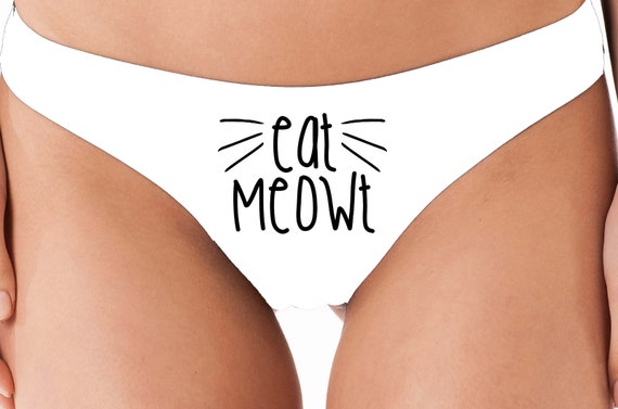 EAT MEOWT me out flirty thong panty game underwear kitten pussy cat kawaii honeymoon bridal bachelorette hen party sexy oral sex cute kitty