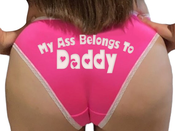 My ASS BELONGS To DADDY Pink Bikini panty lace trim Panties babygirl ddlg sexy Kitten cgl Good Girl lil Princess whore slut owned sex pet