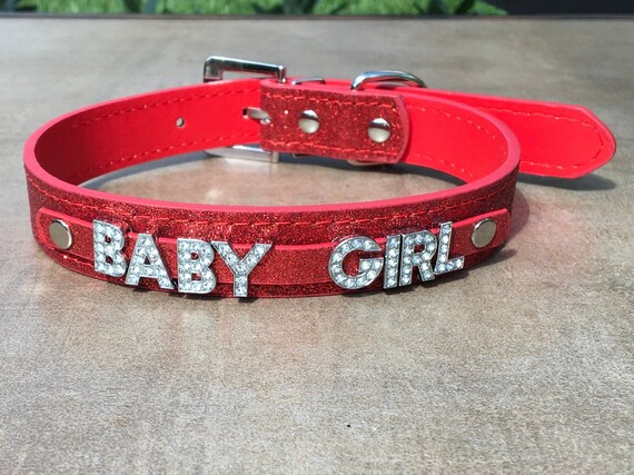 Baby Girl - Rhinestone Submissive Collar - DDLG Fetishwear - BDSM Collar - Choose Your Color