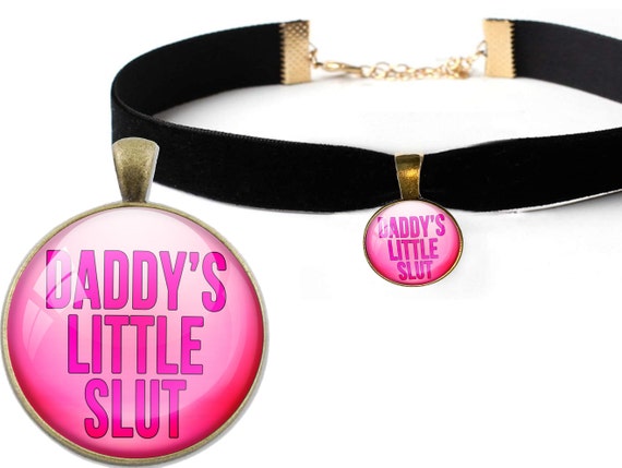 Cute Pink DADDYS LITTLE SLUT owned by daddy sexy choker necklace for princess baby girl collar necklace ddlg cglg bdsm flirty fun hotwife