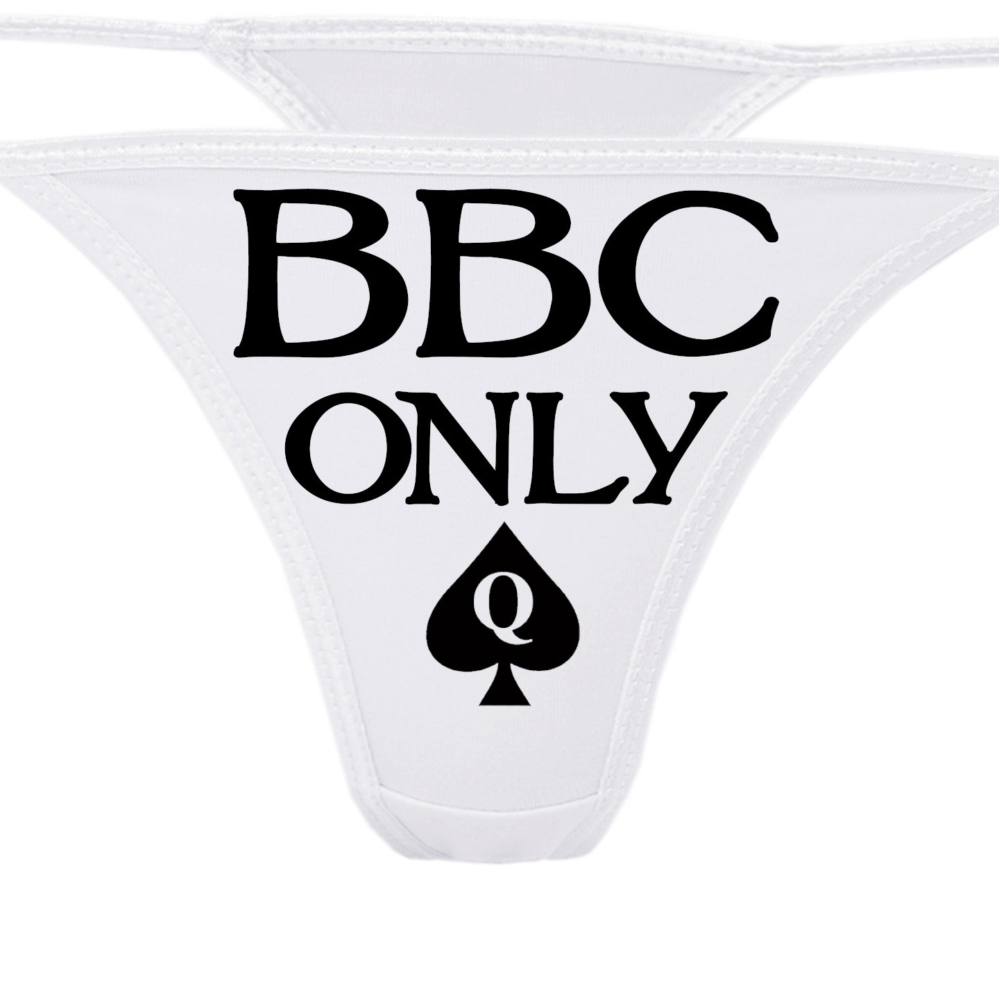 BBC ONLY Queen of Spades QofS logo on white thong lovers owned slave panty ...