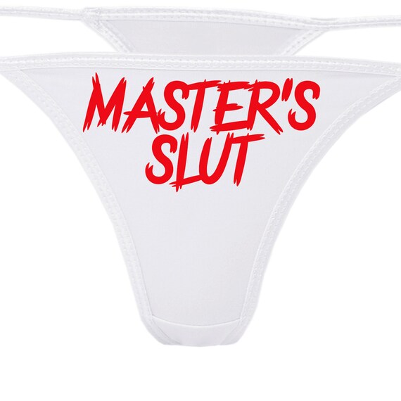 MASTER'S SLUT flirty white thong for kitten show your slutty side color choices masters daddys sub dom play collared owned panties underwear