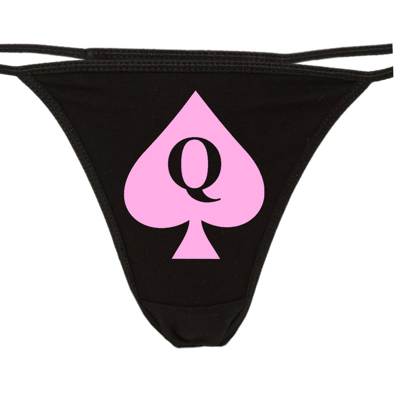 QUEEN of SPADES logo on black thong BBC lovers owned slave 5 - изображение.