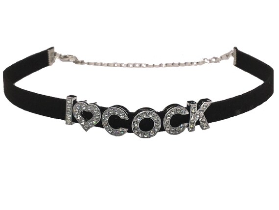 I HEART COCK love dick sexy choker necklace for your hotwife slut owned shared slutty hot wife sparkly rhinestone collar necklace ddlg cglg