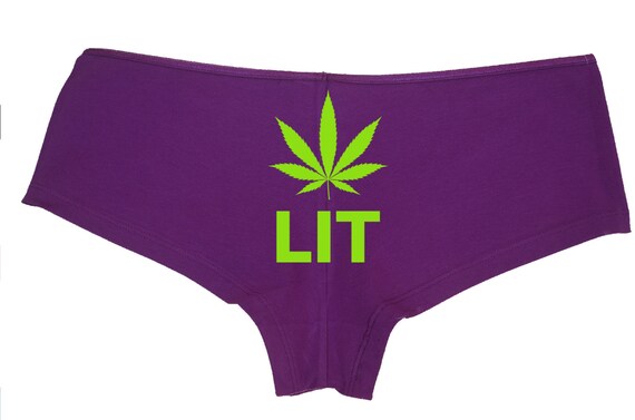 LIT with POT LEAF weed marijuana leaf pot boy short panties new boyshort color choices sexy funny ass tray rave booty great for festival