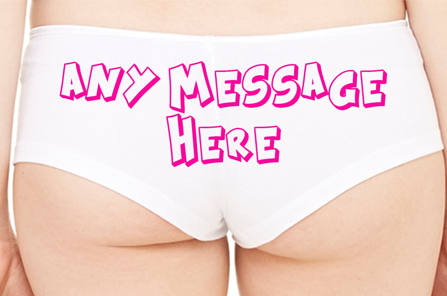 Custom PERSONALIZED PANTIES Your MESSAGE White Boyshort