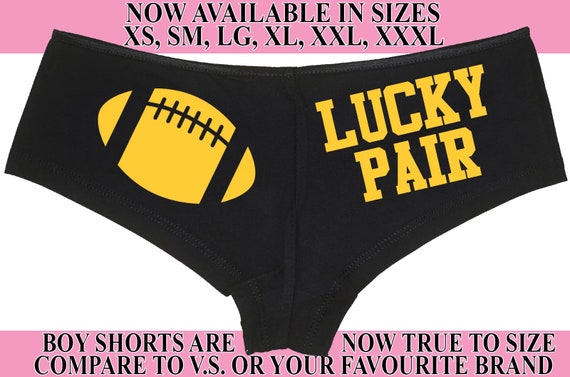 LUCKY PAIR Half Time Show Flirty Black Boyshort Underwear Boy Short Panties  Pro College Football Team Colors Panty Game Bridal Shower Party -   Canada