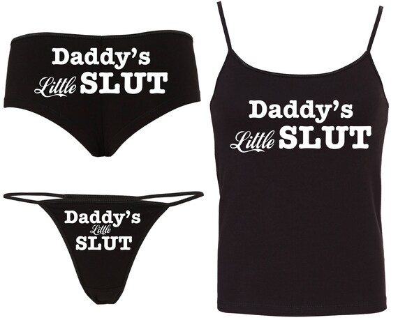 DADDY'S LITTLE SLUT Camisole Set 15 color choices matching boy short thong panties boyshort hen party bachelorette bdsm ddlg cglg baby girl