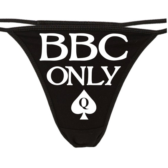 BBC ONLY Queen of Spades QofS logo on black thong lovers owned slave panty sexy funny rude slutty slut collar collared hotwife hot wife