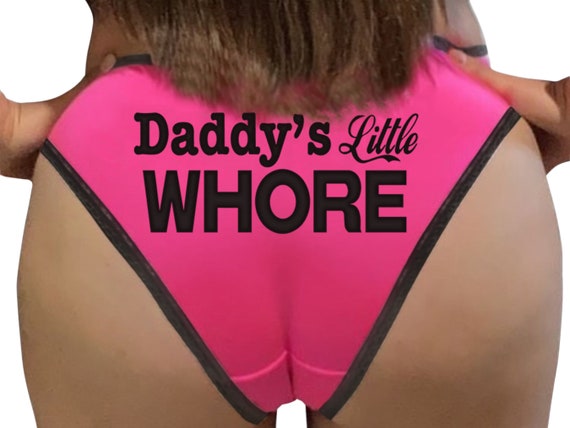 DADDYS LITTLE WHORE owned sexy slave slut pink bikini panty Panties with lace trim collar collared neko pet play Kitten cgl ddlg plus size