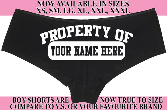 Custom PERSONALIZED PROPERTY OF Your Name submissive slave boy short panty Panties boyshort sexy rude slutty slut collar collared ddlg bdsm