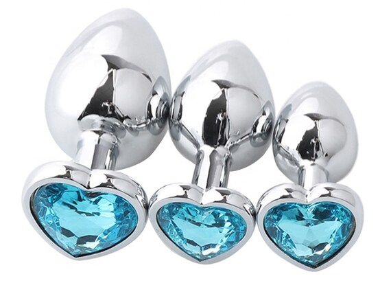 Light Aqua SKY BLUE HEART Shaped Acrylic Crystal Butt plug 3 sizes anal toy sex jewel ass dildo cglg hotwife hot wife vixen slut Princess