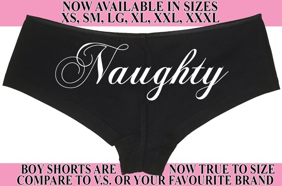 NAUGHTY GIRL show your slutty side hen party bachelorette boy short panty game SEXY black boyshort panties funny rude gift flirty fun rave