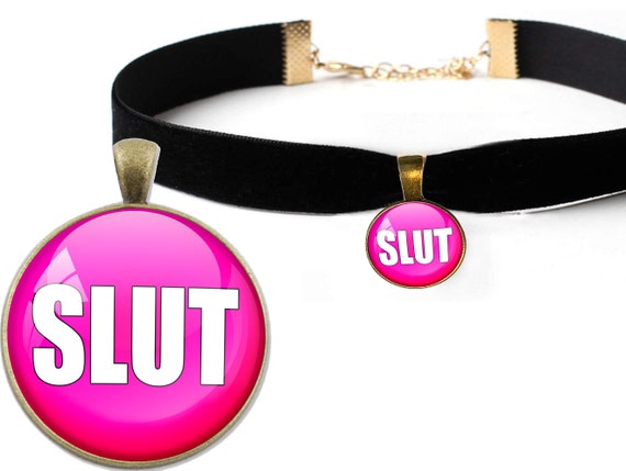 Cute Pink SLUT Bold sexy choker necklace for little princess baby girl slut collar vixen ddlg cglg bdsm flirty hotwife shared ddlg hot wife