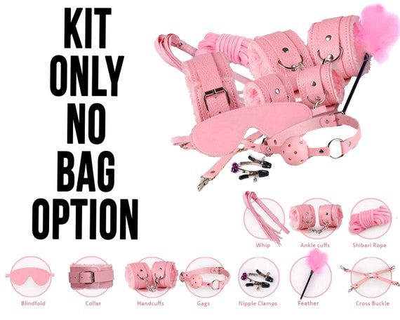7 Pieces Bondage Kit Beginners BDSM Set Includes Handcuffs, Gag, Choker,  Mask, Rope, Leash, Whip, Master Submissive Daddy 