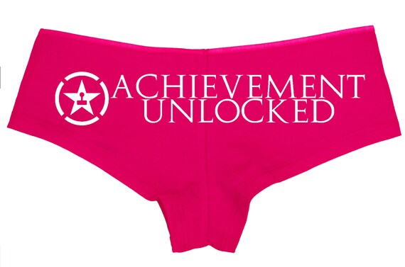 ACHIEVEMENT UNLOCKED RPG wargaming magic gaming video gamer nerdy Fuchsia Pink boy short panty Panties sexy funny nerdgirl flirty underwear