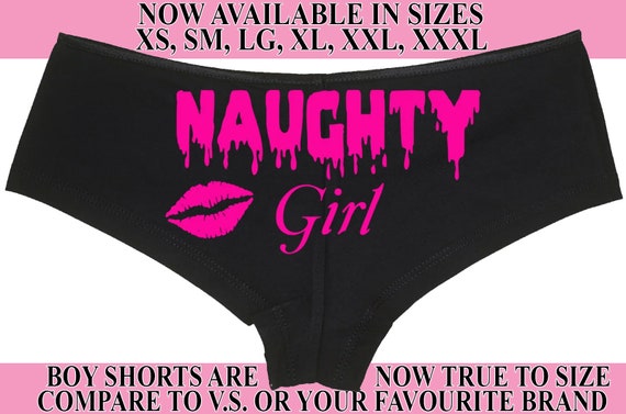 NAUGHTY GIRL show your slutty side hen party bachelorette boy short slut panty SEXY boyshort panties funny party rude rave booty hotwife