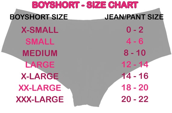 Lady Princess Intimates Size Chart