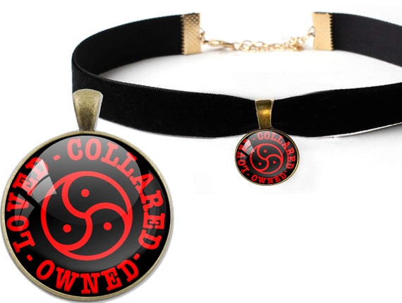 LOVED COLLARED OWNED sexy choker necklace with Bdsm logo Submisive slave baby girl slut collar ddlg cglg flirty fun hotwife shared ddlg cuck