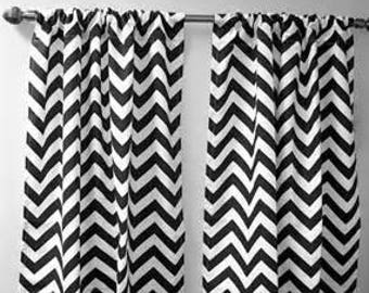 Black and white zigzag curtains