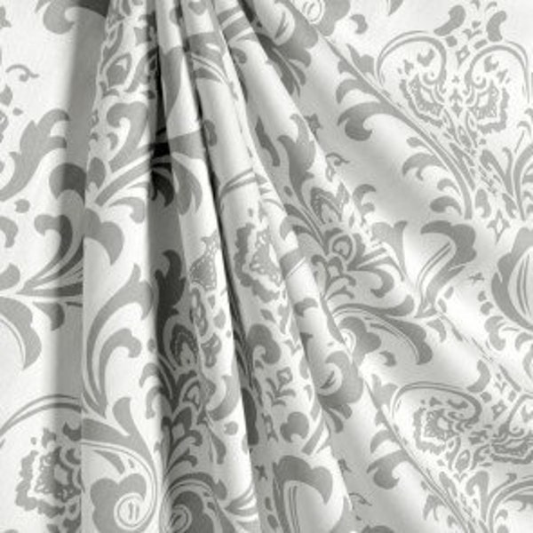 Gray and white damask curtains