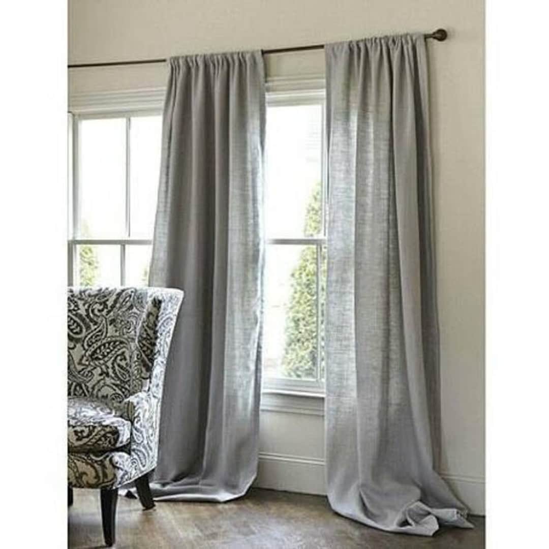 Gray Burlap Curtains Etsy