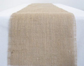 Wedding fringed natural burlap table runner