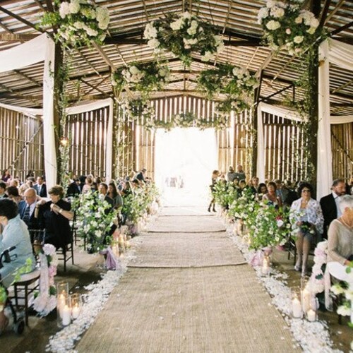 40 Wide Natural Burlap Wedding Aisle Runner With Ivory Etsy