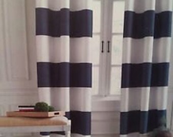Sale, Cabana navy stripe curtains