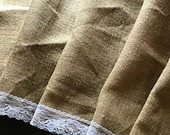 Lace burlap curtains one pair