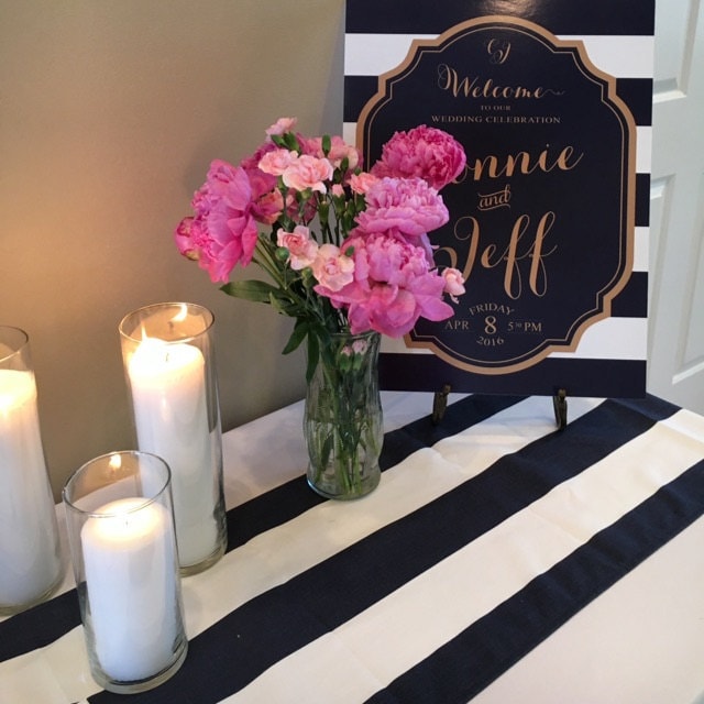 Navy and White Stripe Table Runners Navy and White Stripe Table Runners