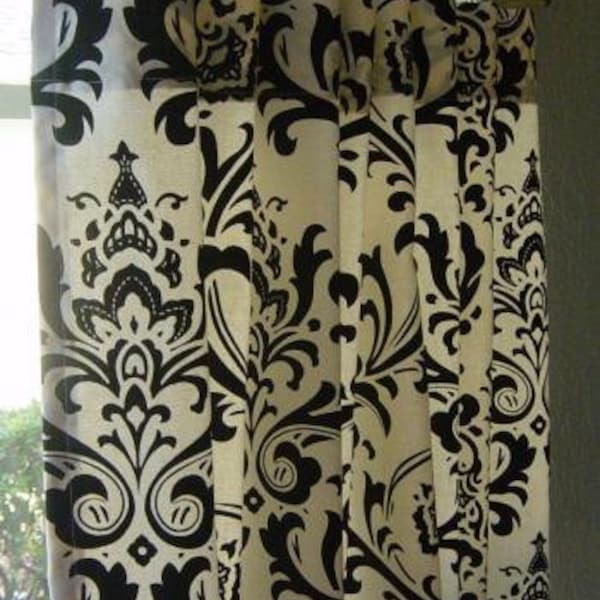 Black and white damask curtains