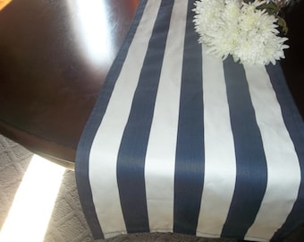 navy and white stripe table runners
