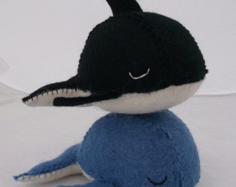 Pin Whale ORCA - Handmade wool felt pincushion