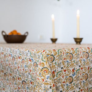 Rama Tablecloth, Floral Kitchen Decor, Cotton Tablecloth,Hostess Gift, Boho Dining Room Decor,Table Cover, Rectangle Tablecloth,Ethnic