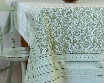 Obrus Neta, kwiatowy wystrój kuchni, bawełniany obrus, prezent dla gospodyni, wystrój jadalni w stylu boho, obrus, prostokątny obrus, etniczny