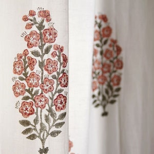 Curtain panel, window curtain, white curtain, floral curtain, decor curtain, curtains drapes, Indian curtain, bedroom curtain, cotton