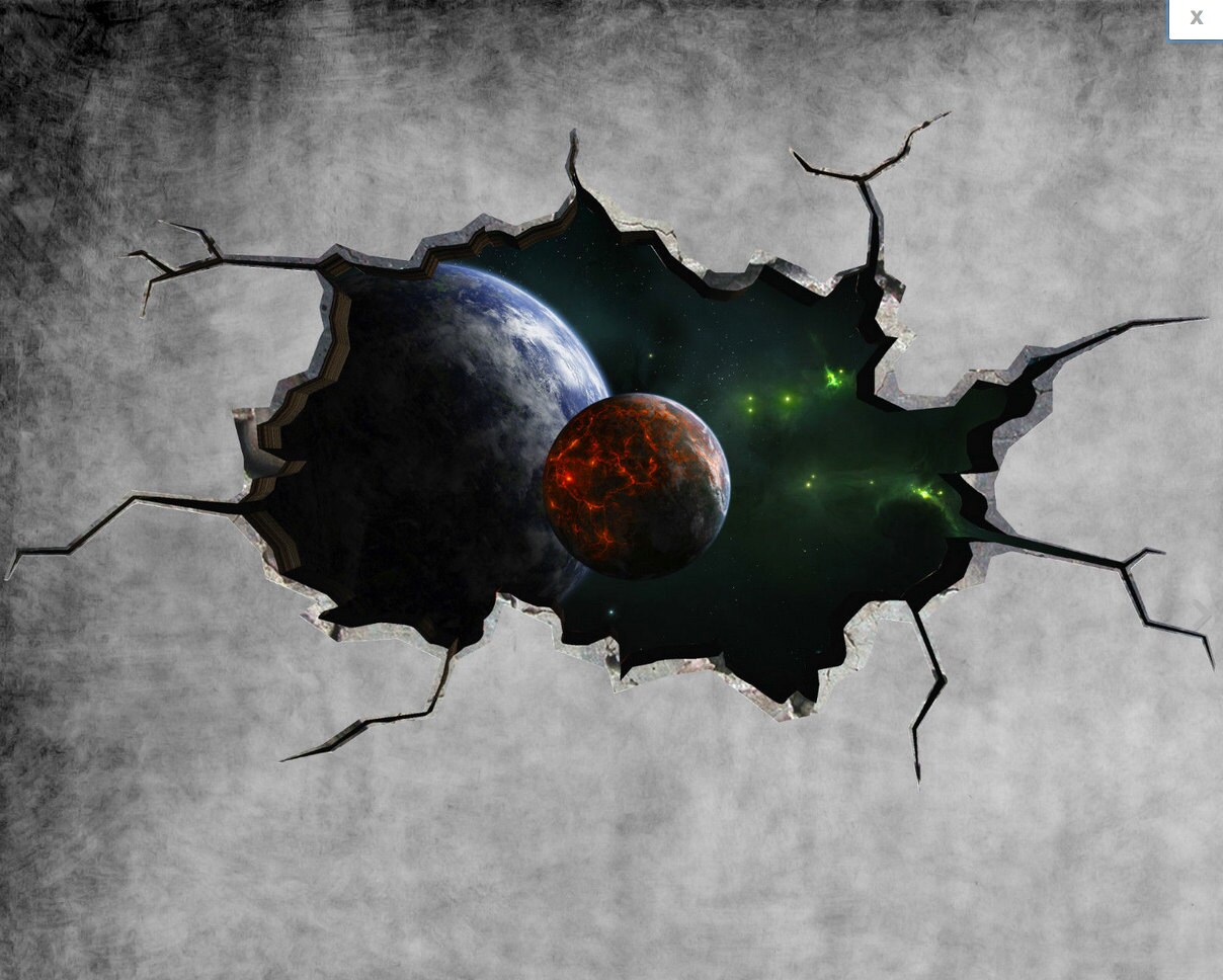Space Galaxy Cracked Wall Sticker Stars Mural Decal Etsy