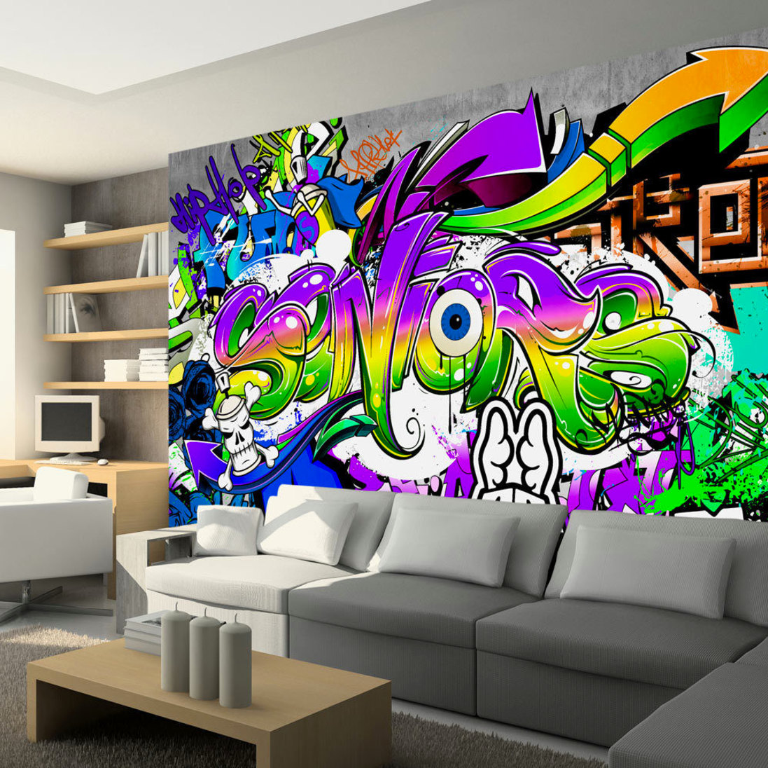 Photo Wallpaper Wall Murals Non Woven Graffiti Art Modern ...