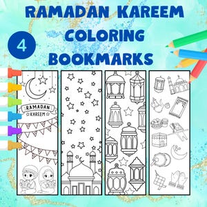 Ramadan Kareem Coloring Bookmarks – Printable Islamic Bookmarks for Kids | Ramadan Activity Craft | Iftar Party Favor | Instant Download
