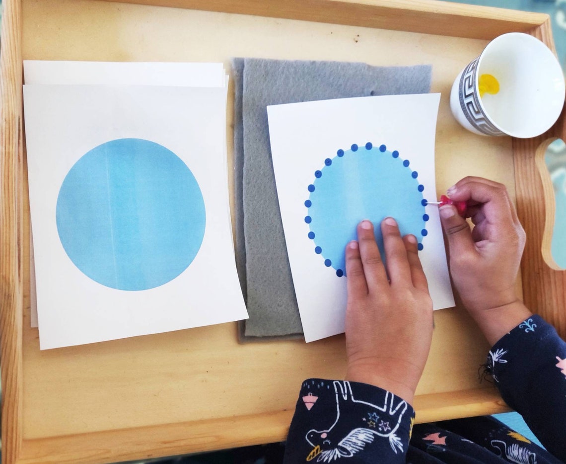 Digital Printable Montessori Geometric Shapes Push Pin Poke Pin Activity for Teachers