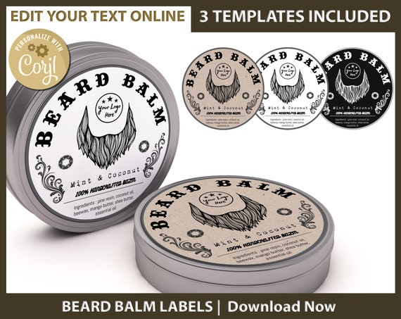 Beard Balm Label Essential Oils Printable Beard Balm Label | Etsy