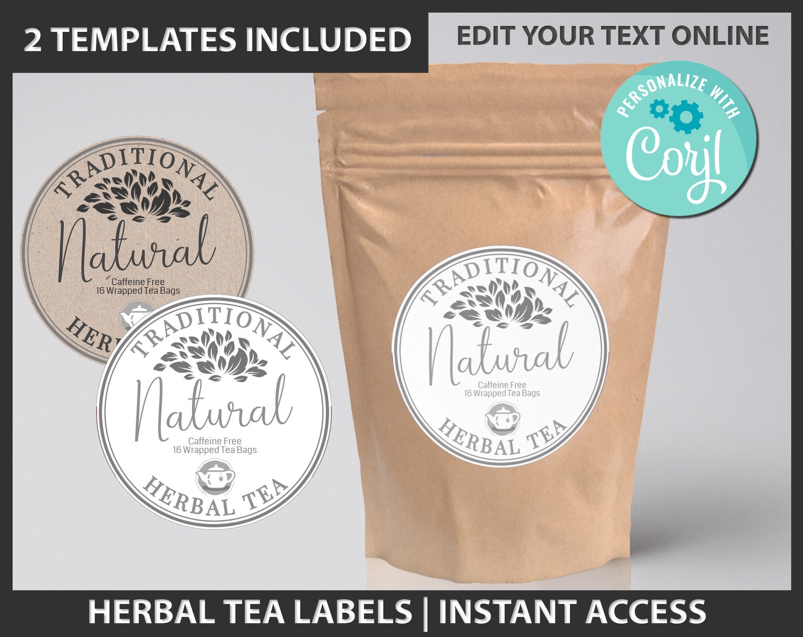 Herbal Tea Label Editable Herbal Tea Labels Natural Tea Etsy