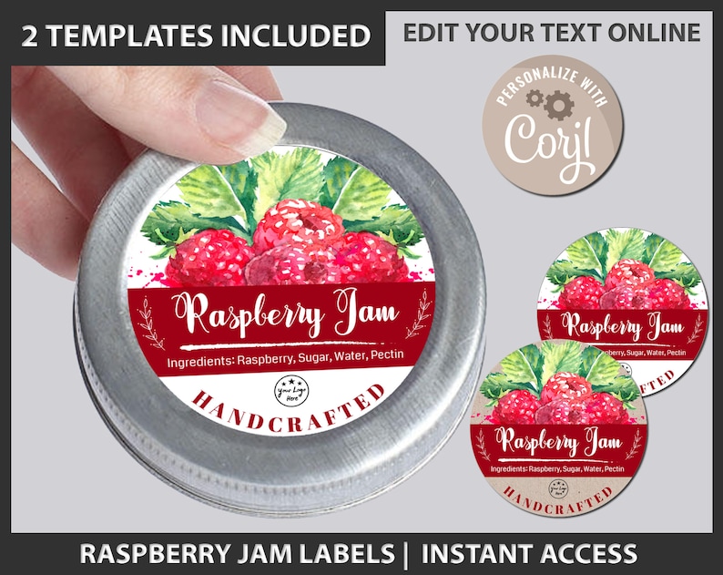 Raspberry Jam Label Editable Raspberry Jam Editable Labels Etsy