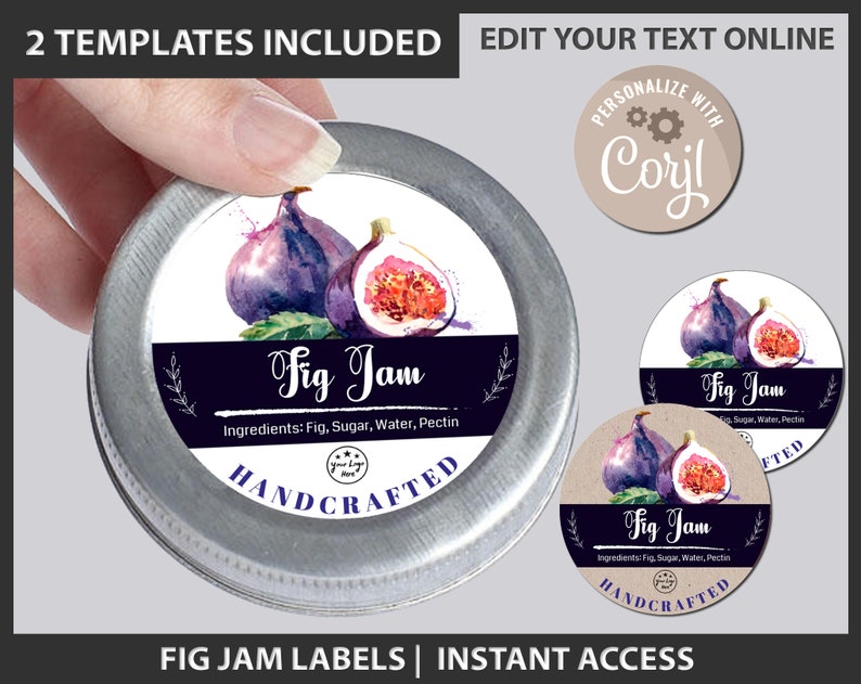 Fig Jam Label Editable Fig Jam Editable Labels Custom Fig Etsy